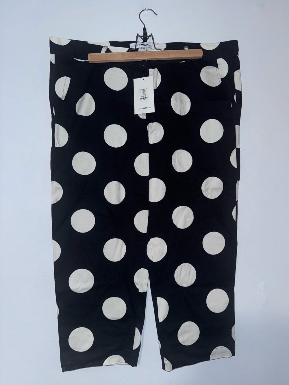 Fashion Nova Black and White Polka Dot Shorts/ Capri Pant